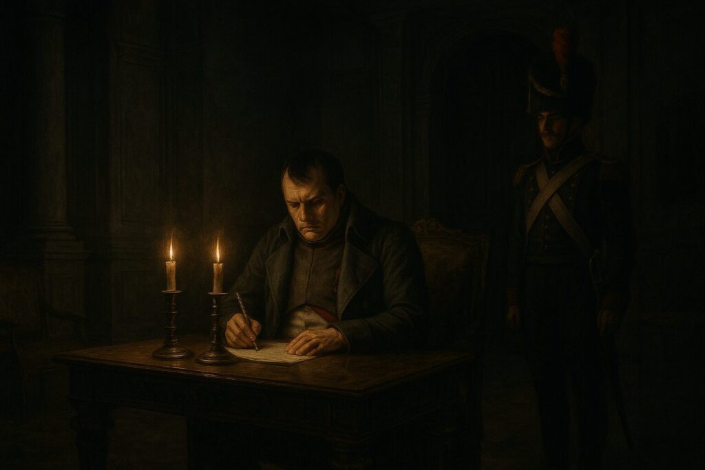 Napoleon Bonaparte Signs His First Abdication