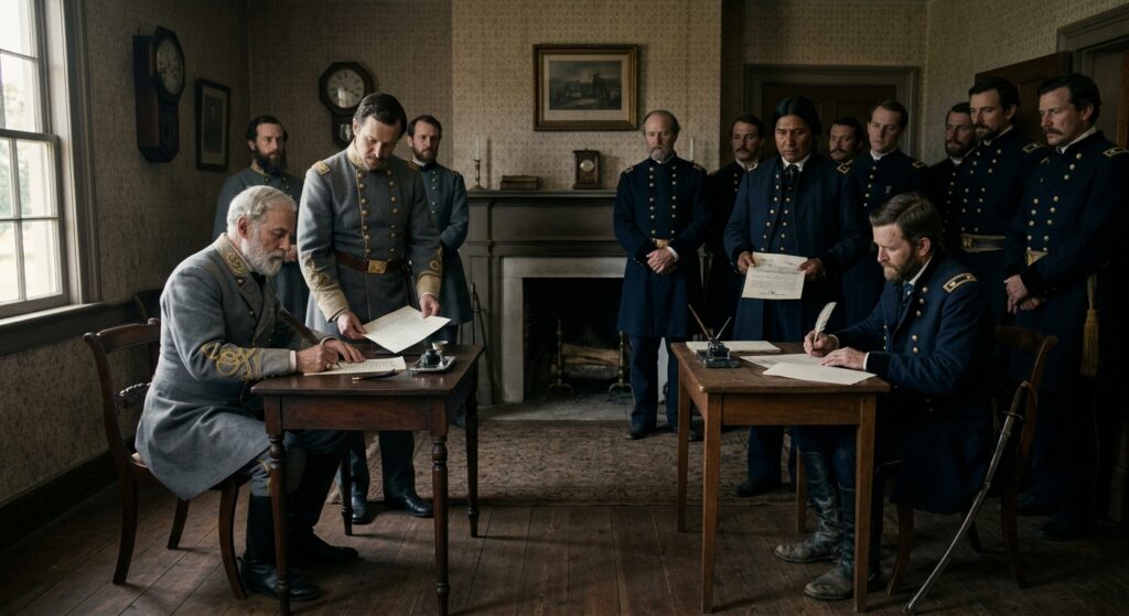 Lee Surrenders at Appomattox — detail