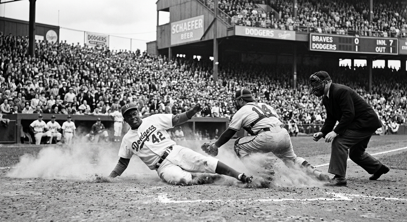 Jackie Robinson Breaks Baseball's Color Barrier — detail
