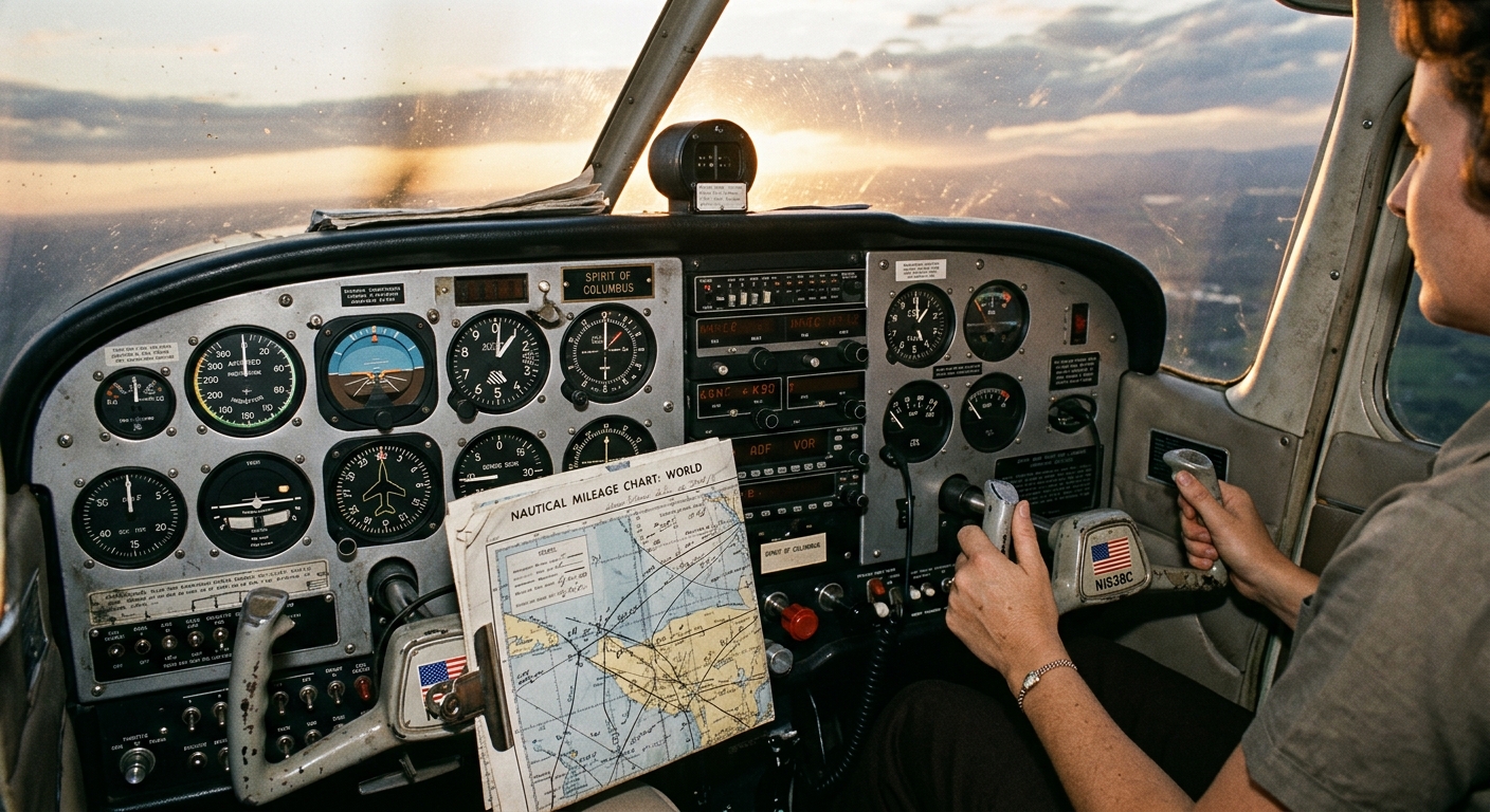 Jerrie Mock Completes Her Solo Flight Around the World — detail