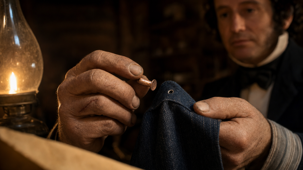 Patent for Riveted "Waist Overalls" – First Blue Jeans — detail