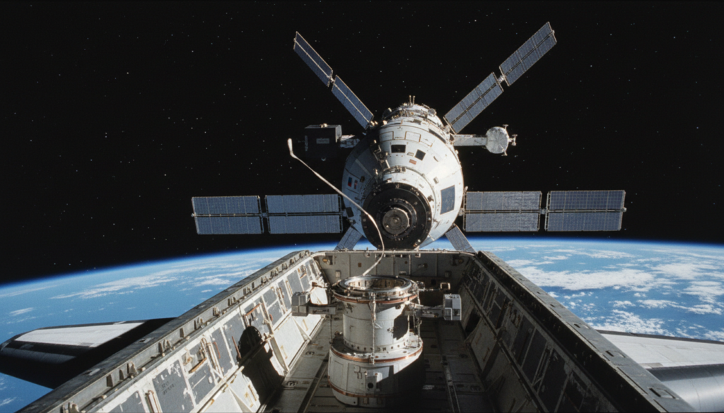First Space Shuttle-Mir Docking