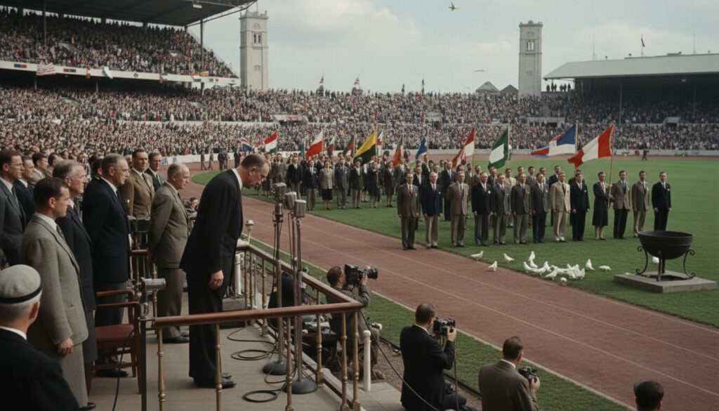 London Summer Olympics Open. King George VI opened the first Olympic Games held after the twelve-year interruption caused by World War II