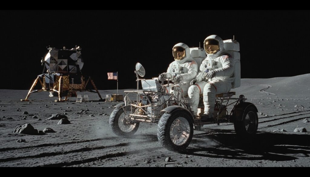First Lunar Rover Used. Apollo 15 astronauts David Scott and James Irwin became the first people to drive a vehicle on the Moon