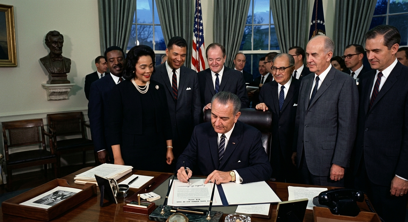 President Johnson Signs the Fair Housing Act