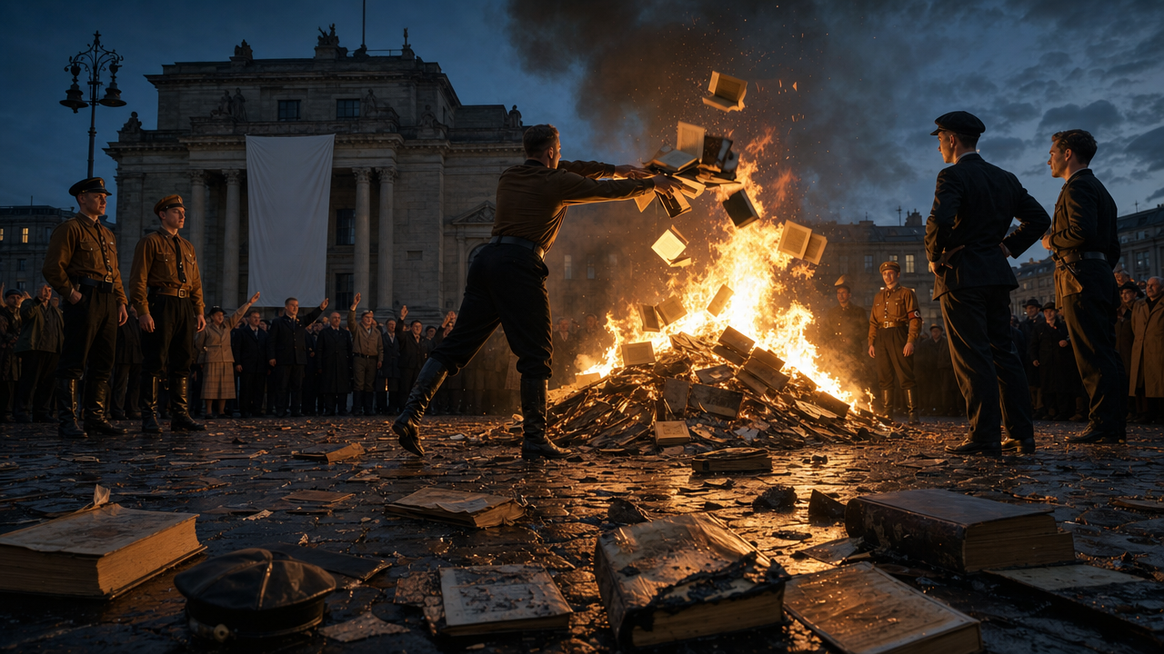 1933 – Nazi book burnings take place across Germany